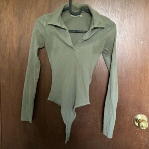 Abercrombie & Fitch Olive Ribbed Stretch Bodysuit One Piece XXS Women